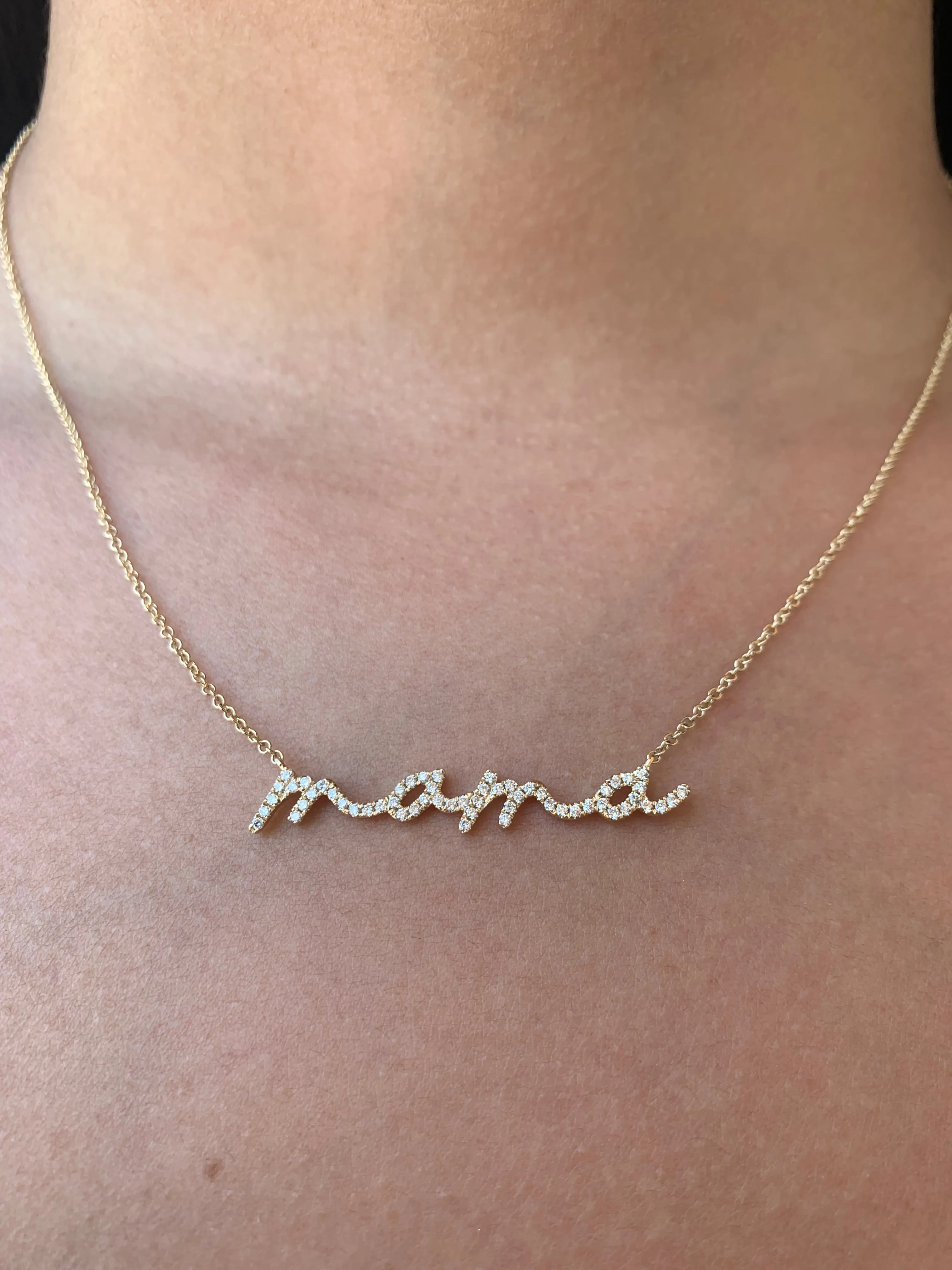 14K Gold Pavé Mama Diamond Pendant