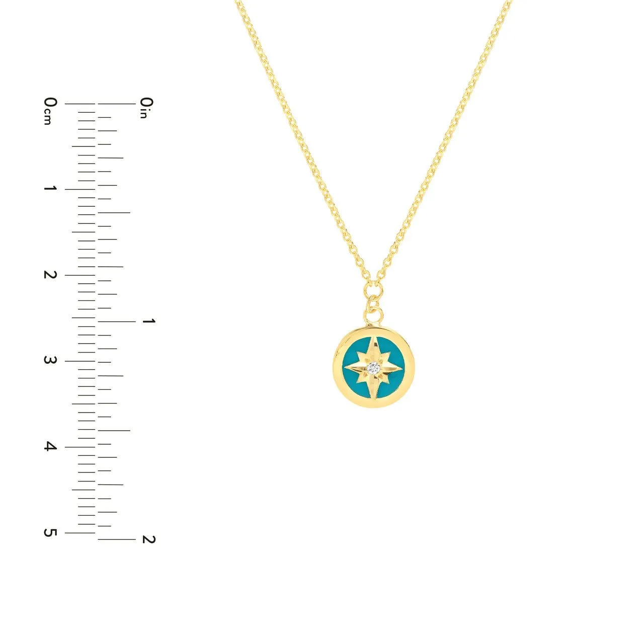 14K Gold Turquoise Enamel Star Diamond Pendant