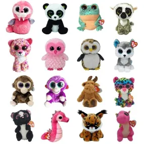 15CM Ty Beanie Boos Big Eyes Owl Sea Lion Monkey Leopard Plushie Cute Doll Baby Kids Collection Toys Decor Child Birthday Gift