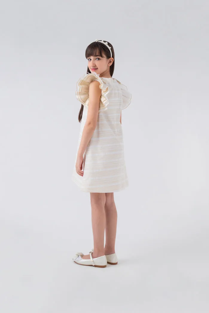 A-Line Cute Dress With Armhole Ruffle