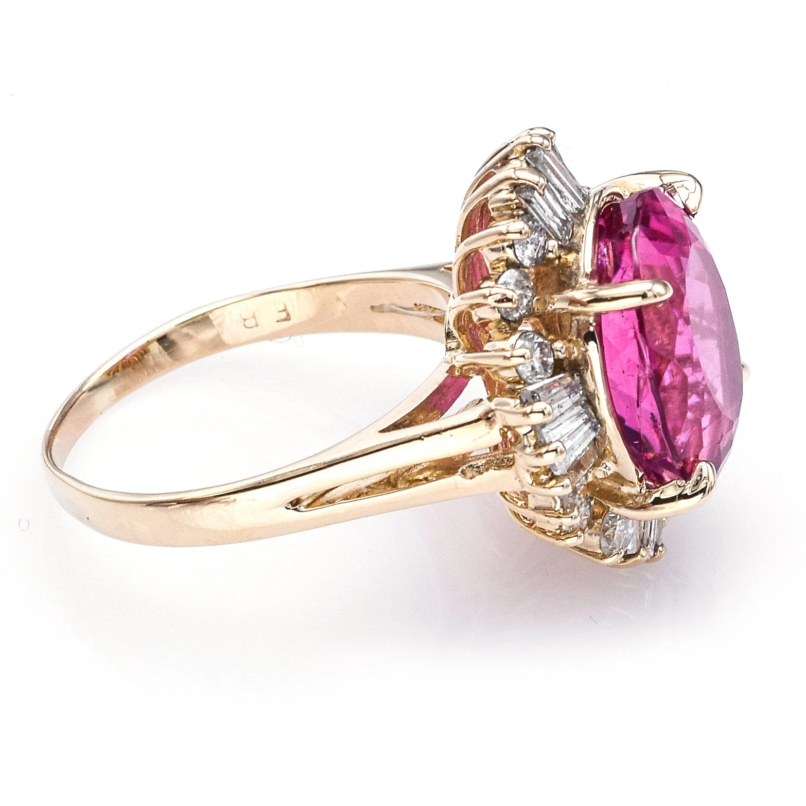 AGL & Gemologic Certified 14K Gold 9.21Ct Pink Tourmaline & 1.23TCW Diamond Ring