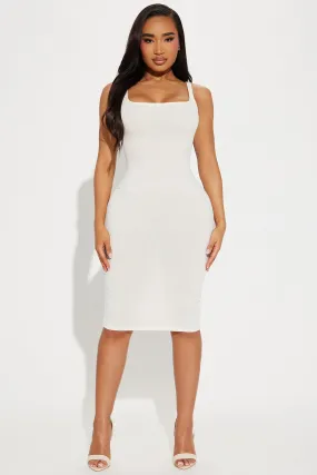 Anastasia Ribbed Midi Dress - Cream