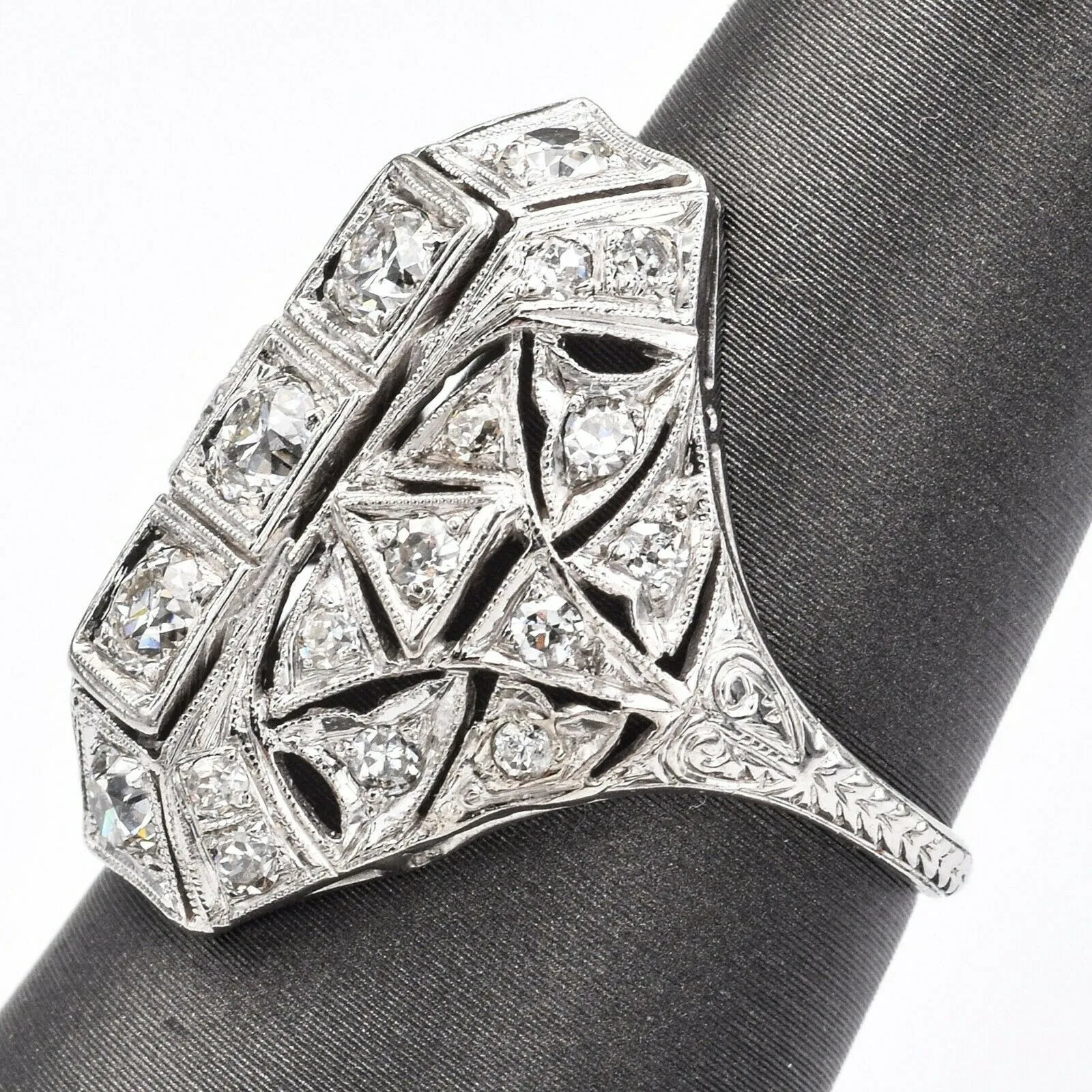 Antique Platinum Diamond Art Deco Cocktail Ring