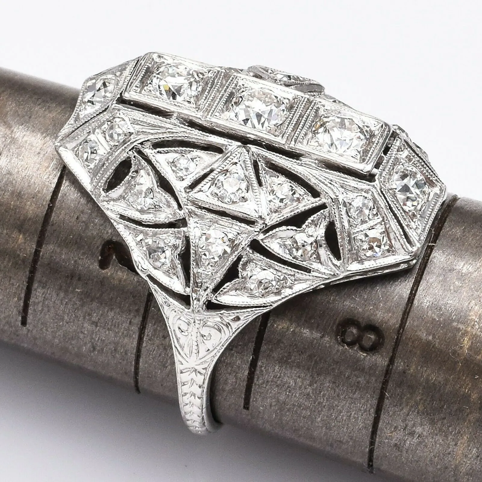 Antique Platinum Diamond Art Deco Cocktail Ring