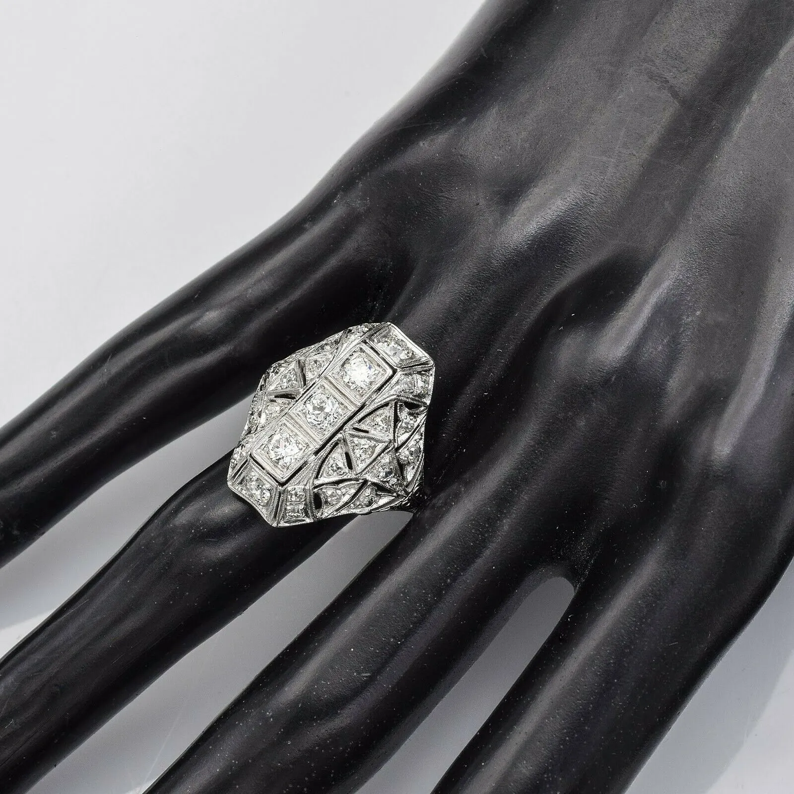 Antique Platinum Diamond Art Deco Cocktail Ring