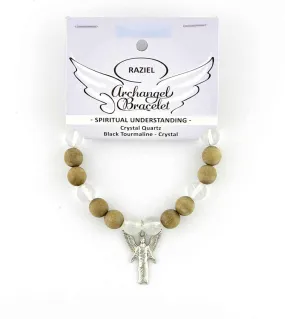 Archangel Raziel Stretch Bracelet With Black Tournaline and Quartz Crystal