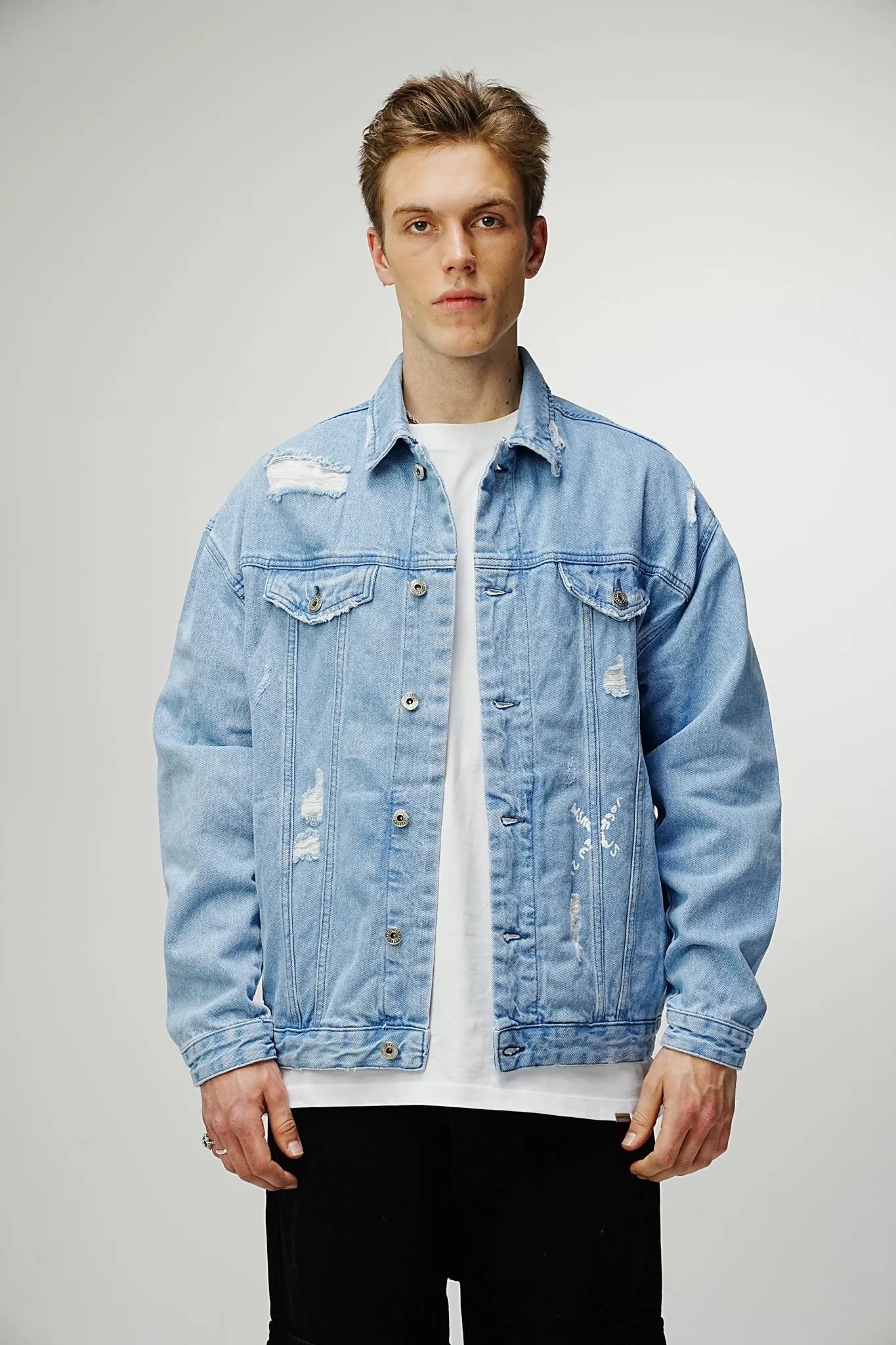 Artistic Work Printed Premium Blue Denim Jacket