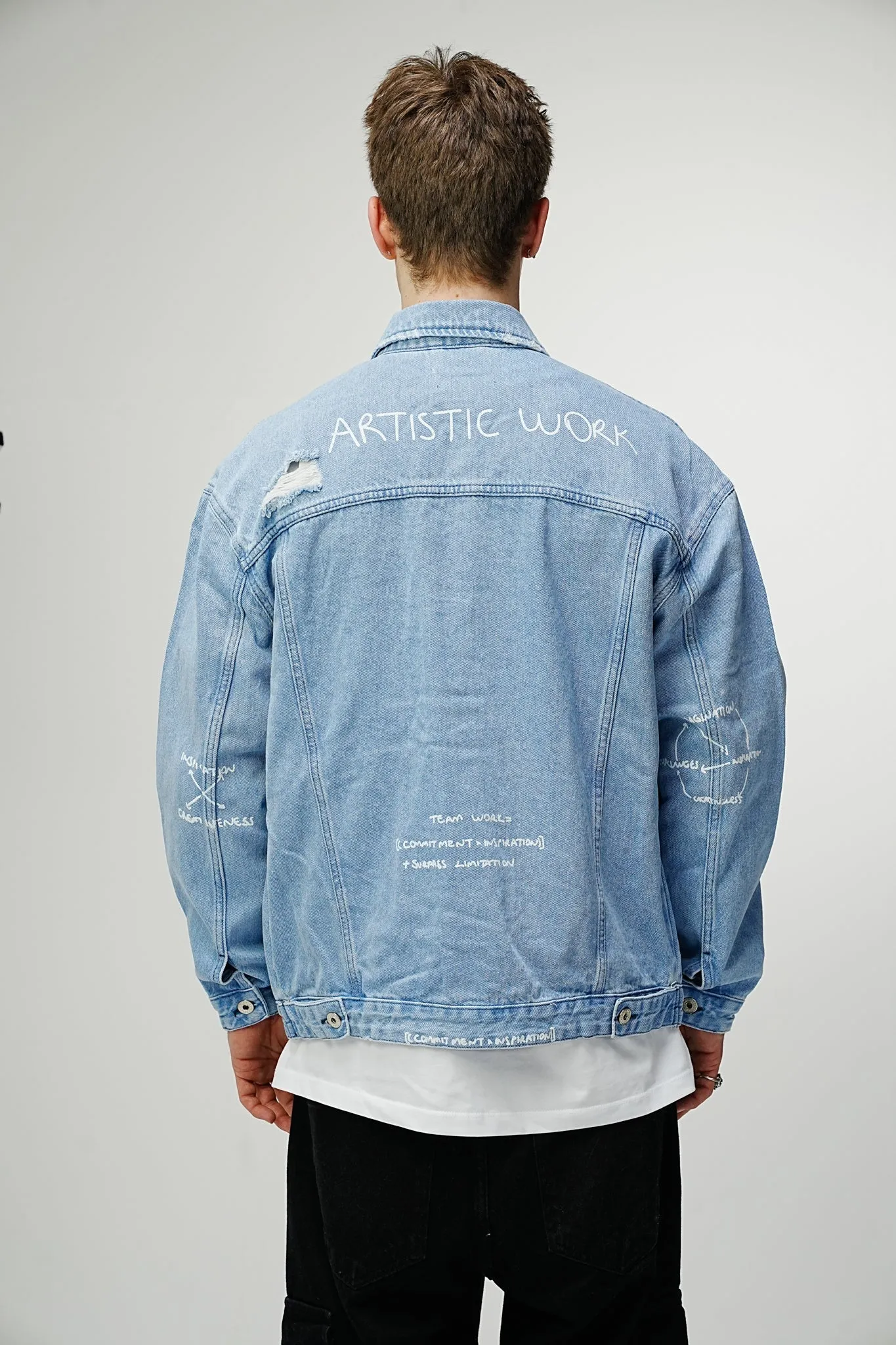 Artistic Work Printed Premium Blue Denim Jacket