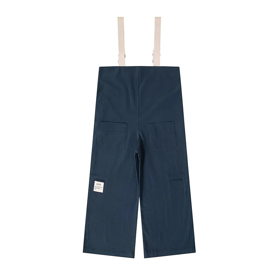 A[S]USL COTTON LINEN ALLOVER PANTS-NAVY