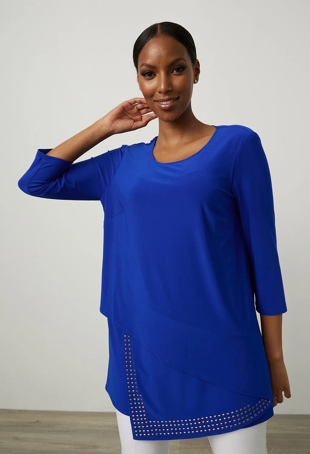 Asymmetrical Studded Hem Top in Royal Blue