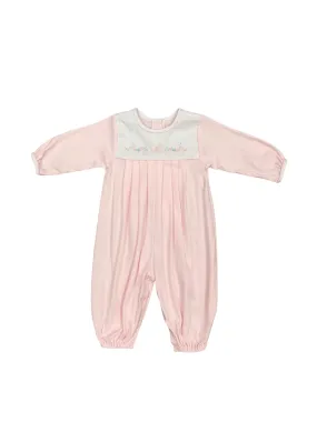 Auraluz Pink Knit Longall with Pink Bow Embroidery