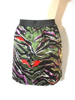 BALENCIAGA Mini Skirt 40 GREEN BLACK TIGER STRIPE RED WHITE WOMENS