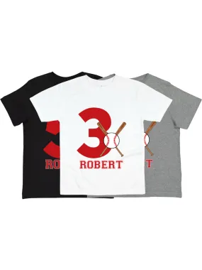 Baseball Birthday Shirt - White, Black, and Gray