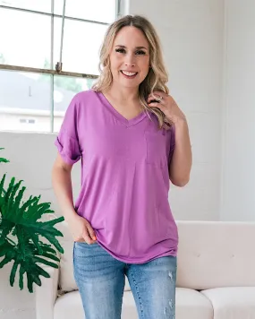 Bexley Orchid Boyfriend V Neck Top