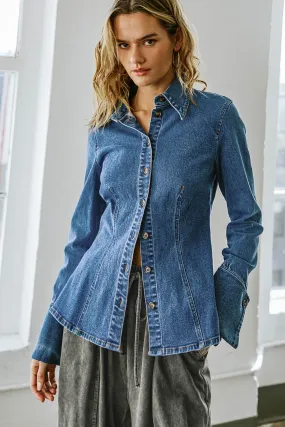 Blue Denim Button Down Top