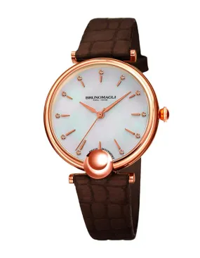 Bruno Magli Womens Miranda Rose Gold-Tone Heritage - Mother of Pearl - Brown