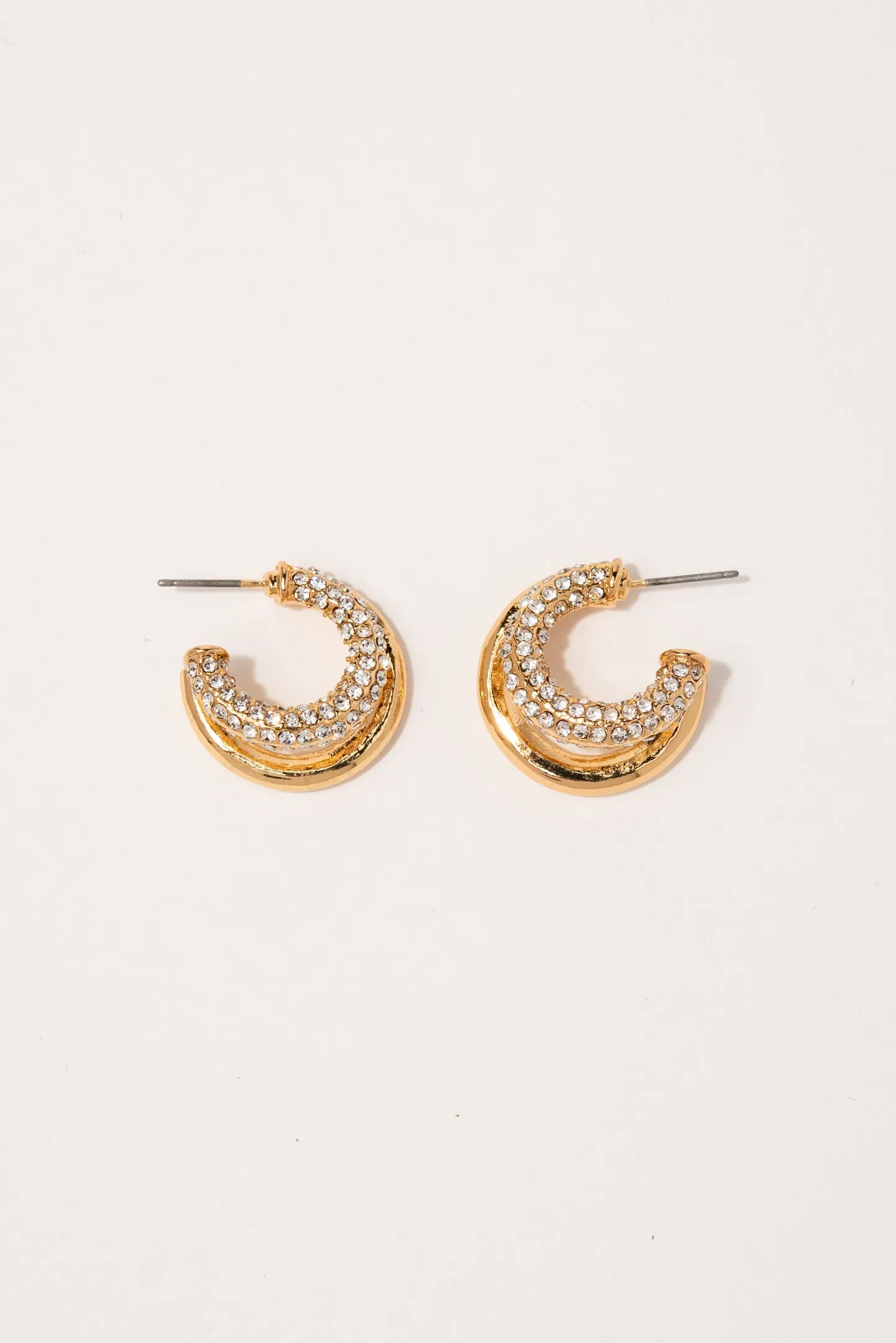 Chloe Rhinestone Double Open Hoop Earrings