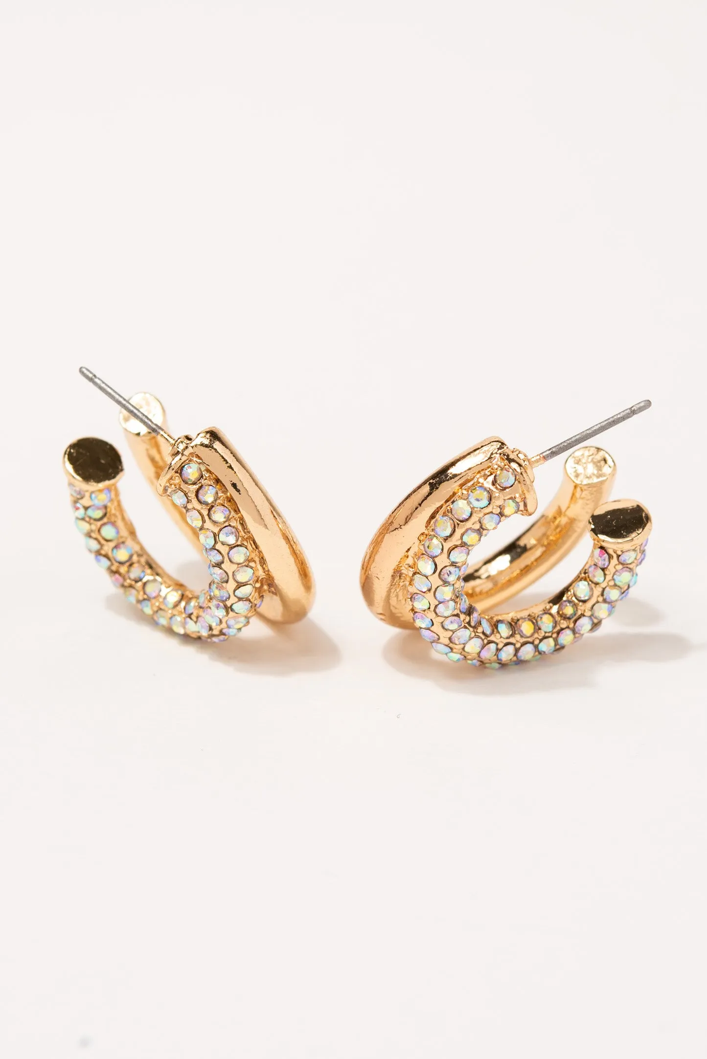 Chloe Rhinestone Double Open Hoop Earrings