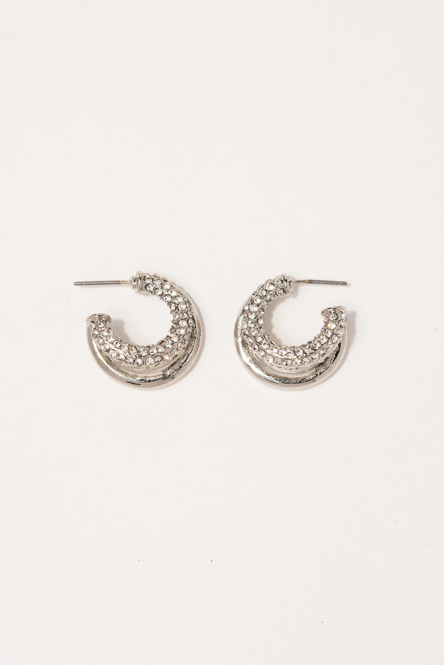 Chloe Rhinestone Double Open Hoop Earrings