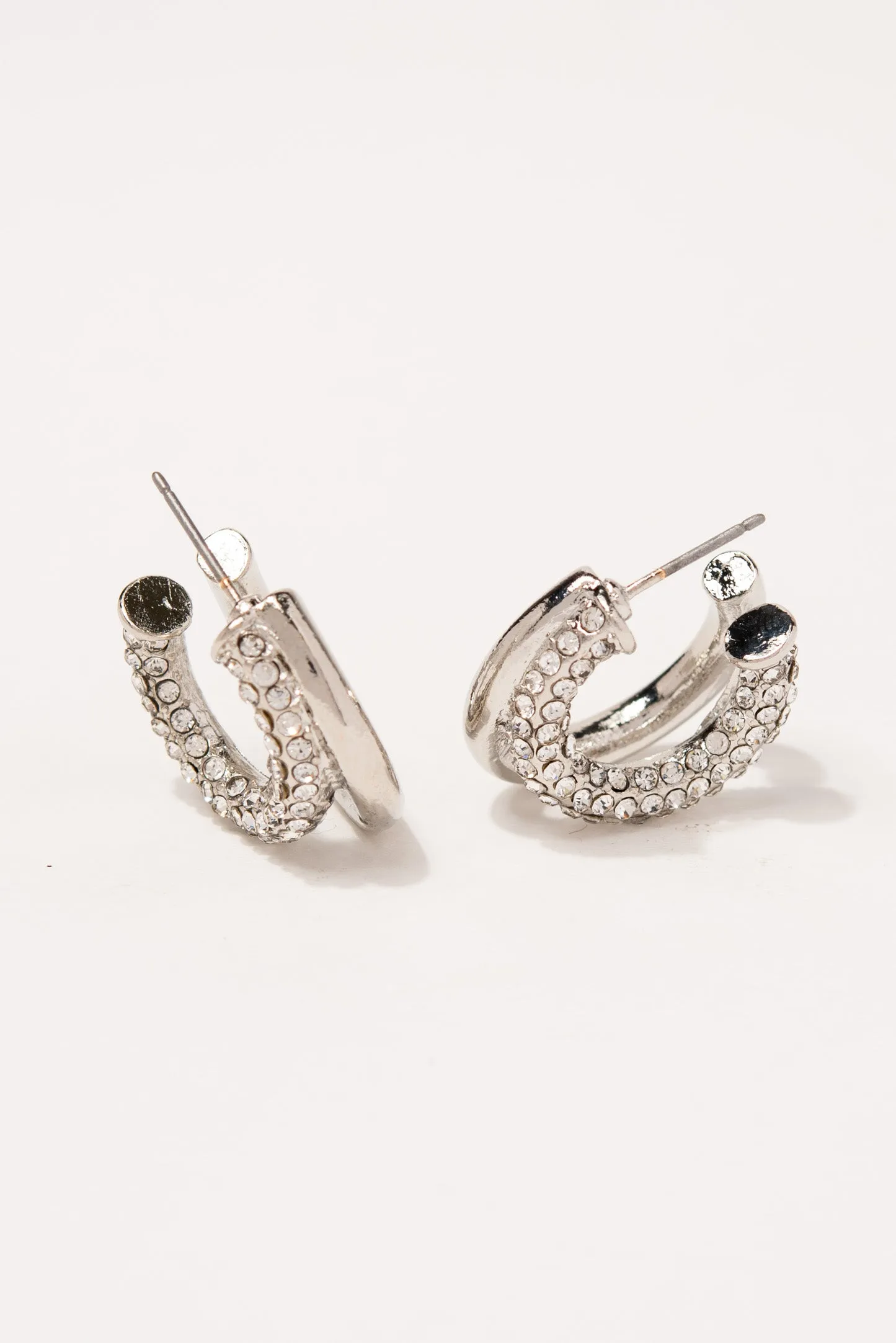 Chloe Rhinestone Double Open Hoop Earrings