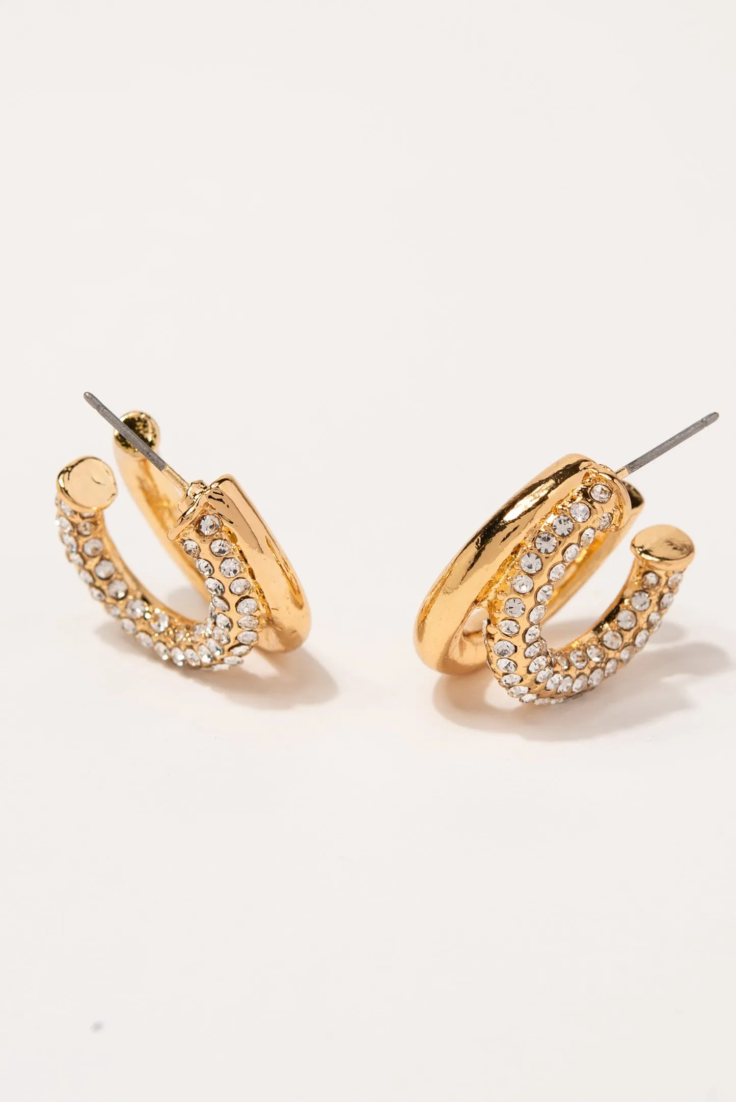 Chloe Rhinestone Double Open Hoop Earrings