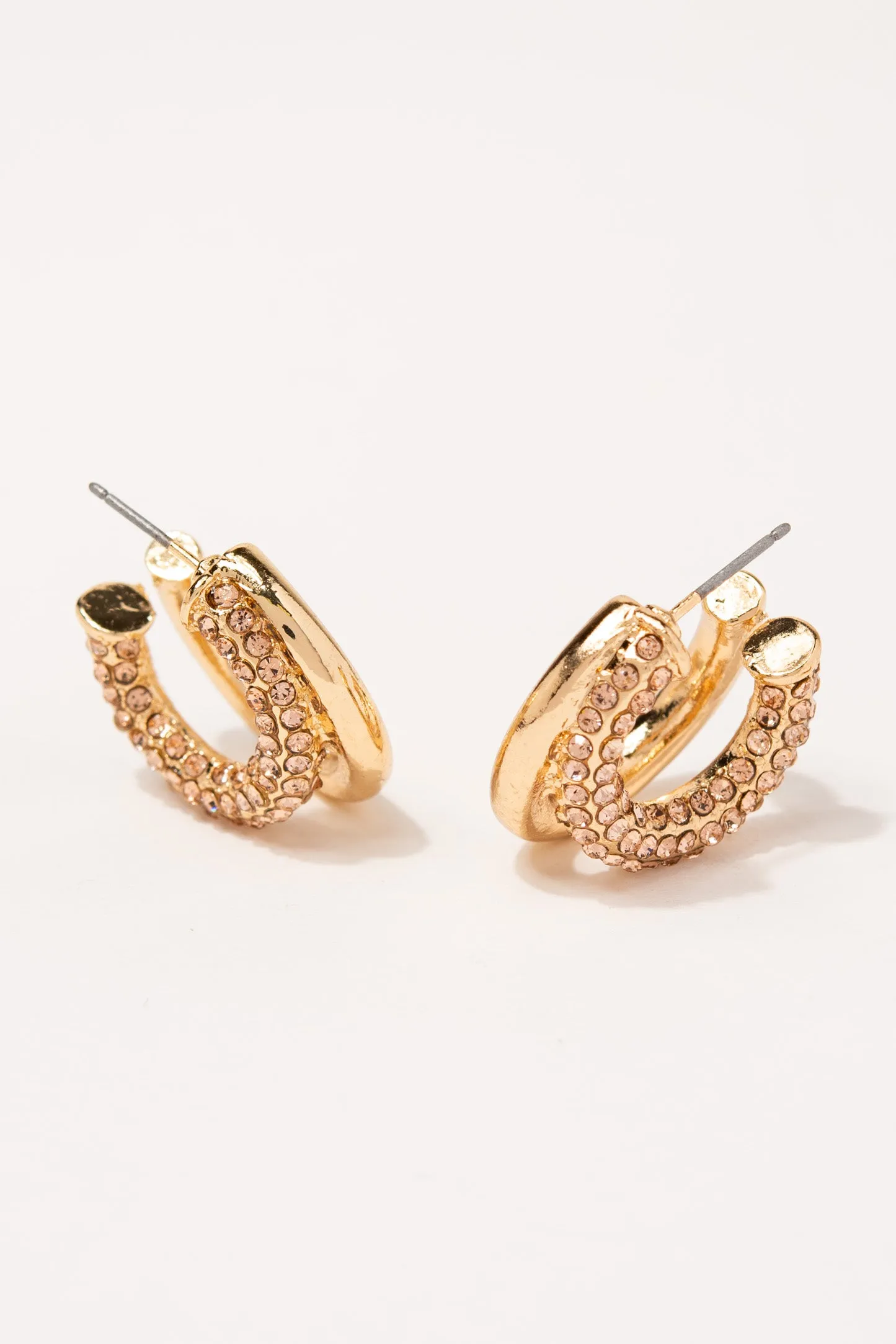 Chloe Rhinestone Double Open Hoop Earrings