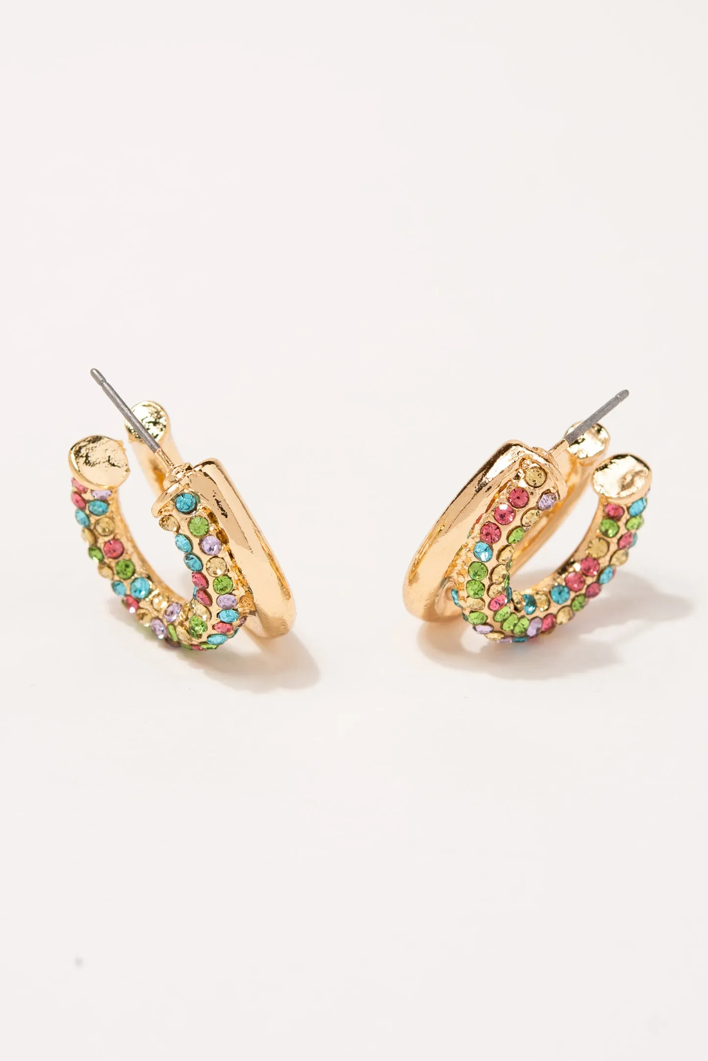 Chloe Rhinestone Double Open Hoop Earrings