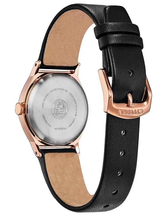 Citizen Eco-Drive Axiom Women's - Rose Gold-Tone - Diamonds - Leather Strap