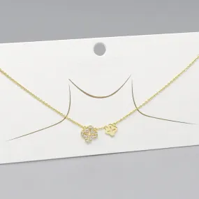 Clover CZ Pave Pendant Gold Dipped Necklace