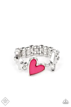 Contemporary Charm Pink Heart Ring - Paparazzi Accessories