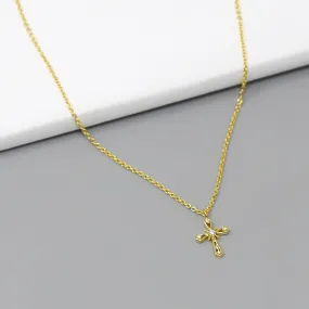 Cross CZ Stone Pendant Short Chain Necklace