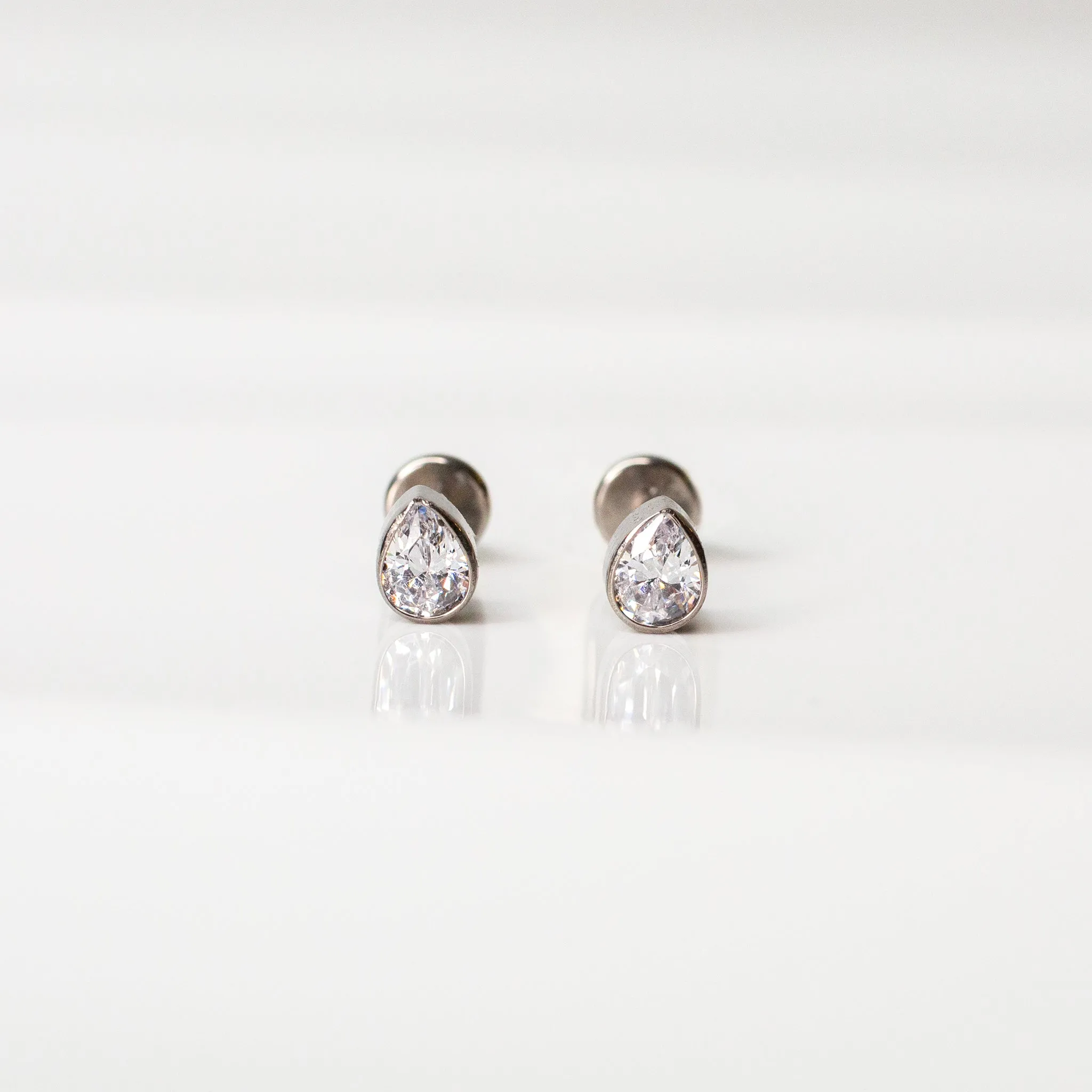 Crystal Teardrop Bezel Set Flat Back Sleeper Earrings