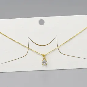 CZ Pave Crisscross Stone Pendant Gold Dipped Chain Necklace