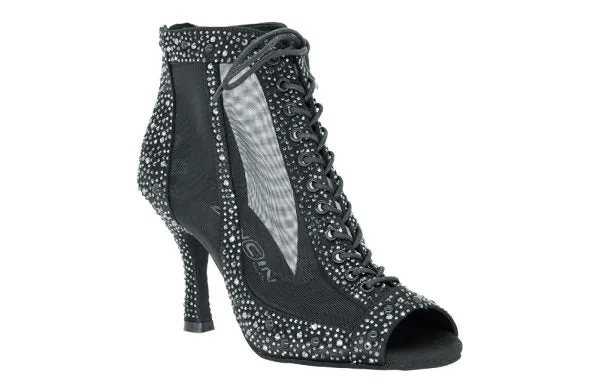 Dancin Boots with Lace and Zip Chrome with Strass