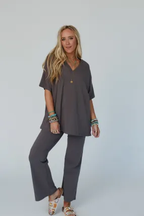 Dawn To Dusk Top And Pants Set - Charcoal