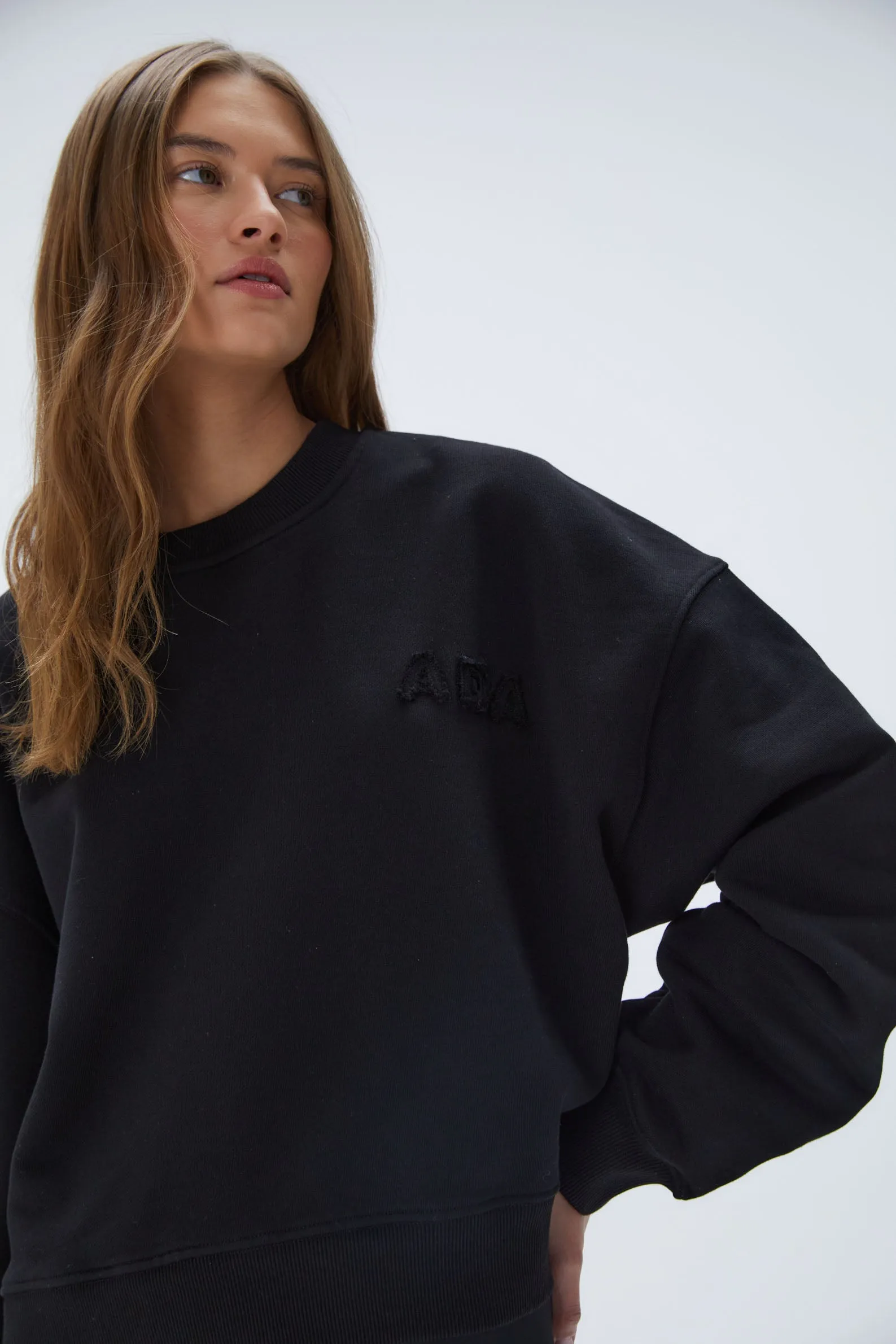 Distressed ADA Boxy Sweatshirt - Black