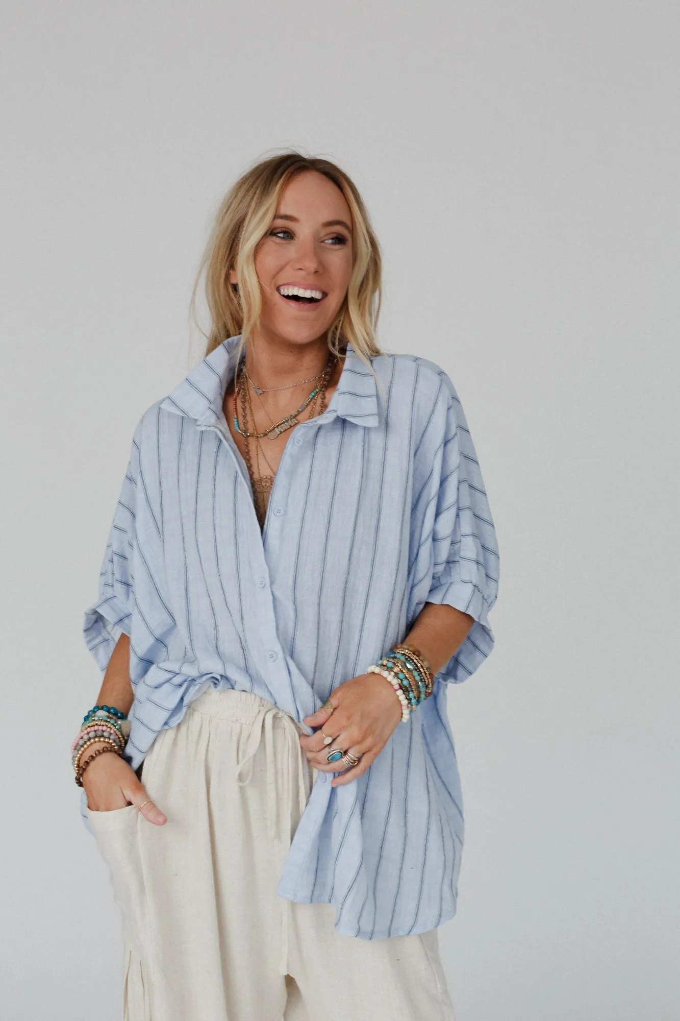 Easy Breeze Striped Top - Blue