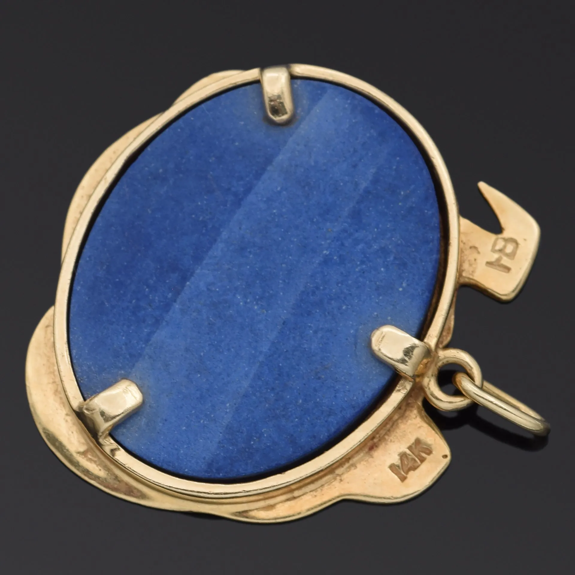 Estate 14K Yellow Gold Lapis & Diamond University of Georgia Bulldog Pendant