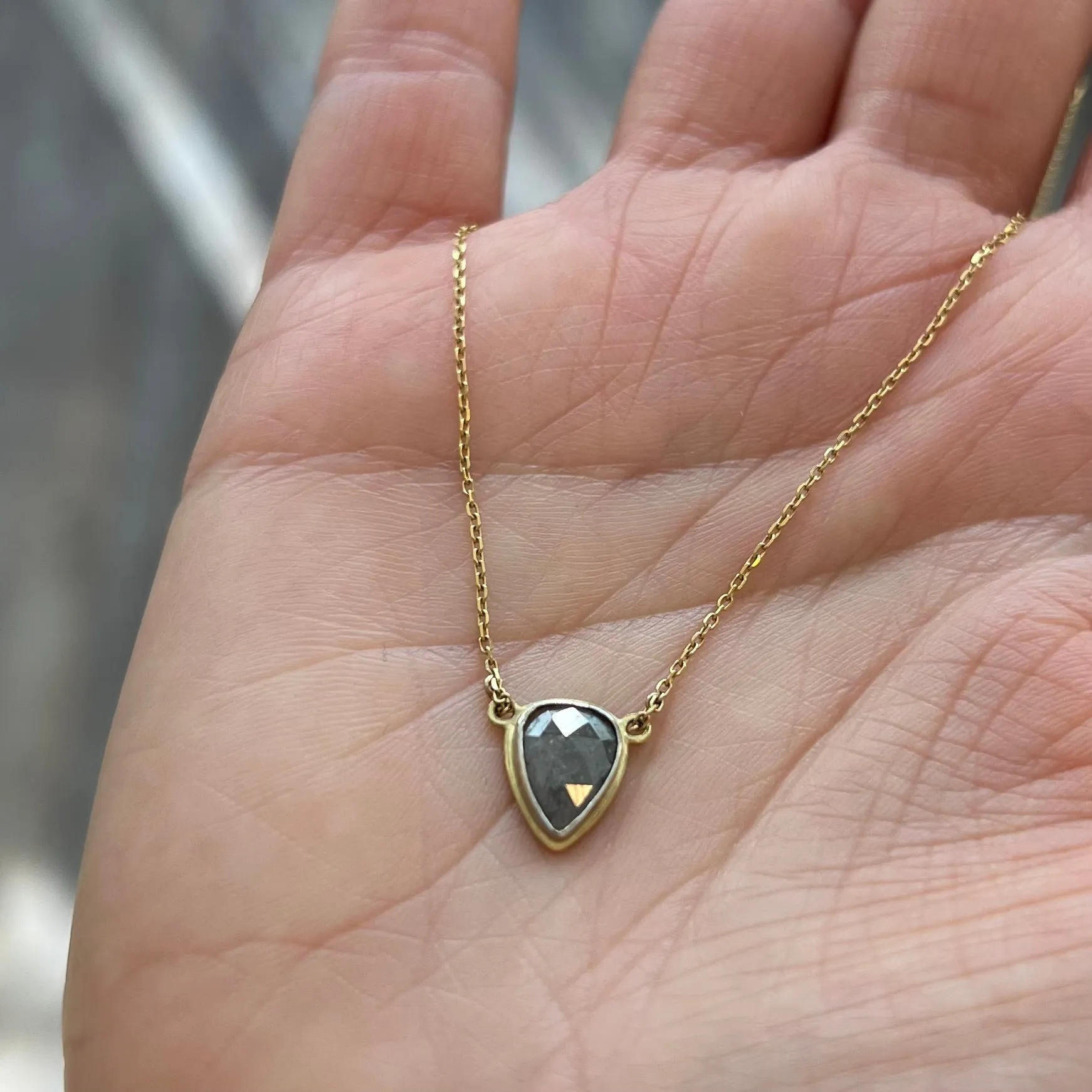 Grey diamond arrow necklace