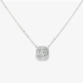 Invisible Set Square Diamond Petite Necklace