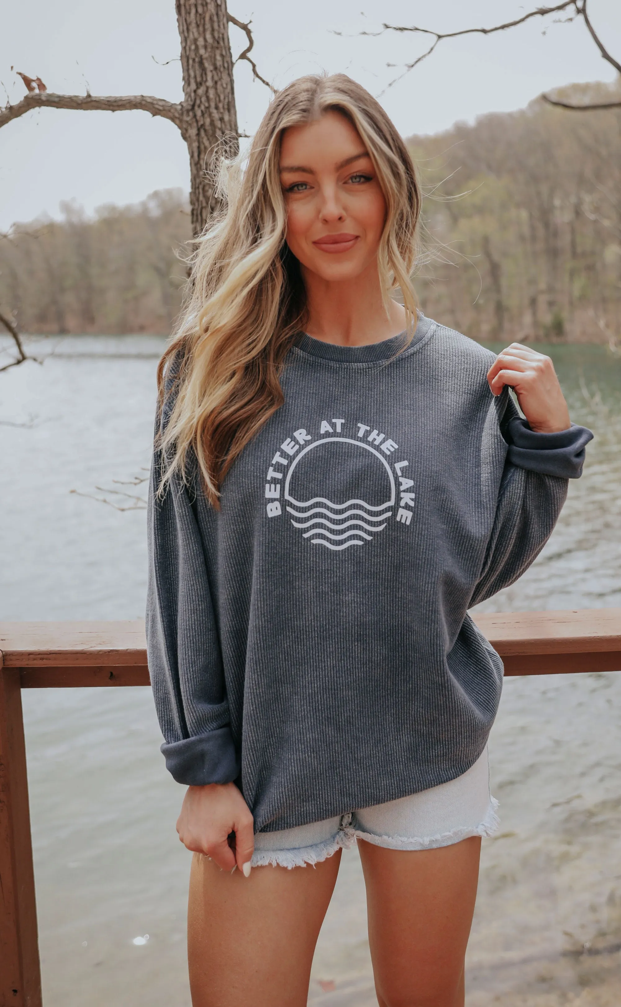 jo johnson: better at the lake corded sweatshirt - navy