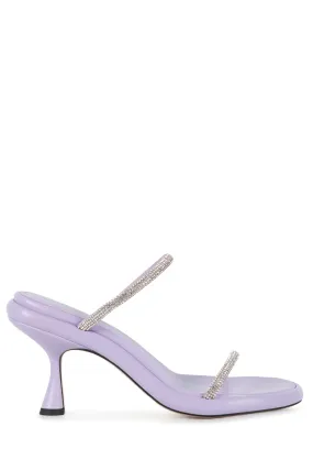 JUNE CRYSTAL EMBELLISHED LEATHER SANDALS IN SOFT VIOLET