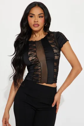 Kristy Lace Cut Out Top - Black