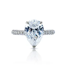 Laurica 5 Carat Pear Shaped Lab Grown Diamond Engagement Ring. IGI Certified