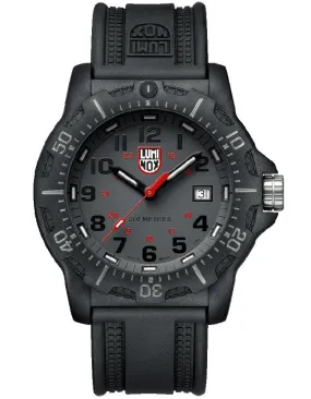 Luminox Mens Black Ops Carbon Watch - Black Case & Rubber Strap - Red Accents