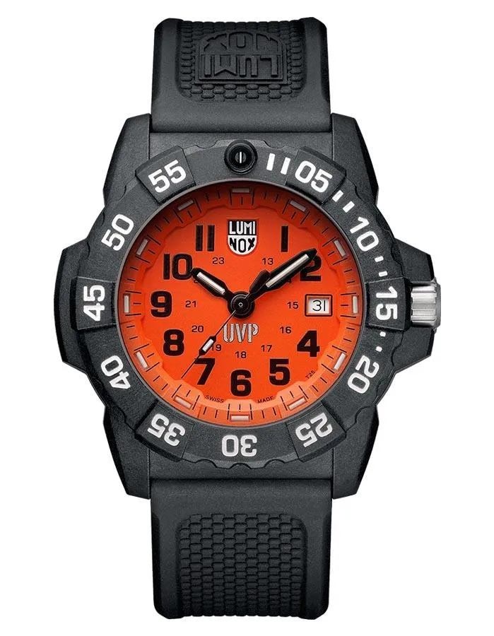 Luminox Mens Scott Cassell UVP Set - Black Case & Straps - Orange Dial - 200m