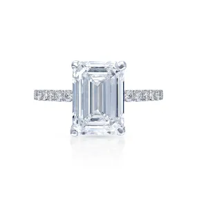 Lylah 4 Carat F VS2 Emerald Cut Lab Grown Diamond Engagement Ring in Platinum