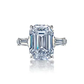 Mara 9 Carats D VVS2 Emerald Cut Diamond Engagement Ring in Platinum by Mike Nekta