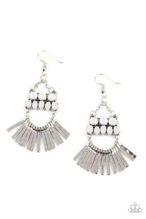 Paparazzi A FLARE For Fierceness - White Earrings