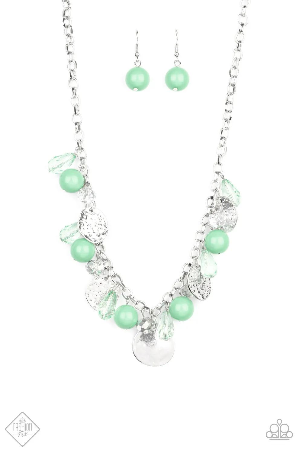 Paparazzi Accessories - Prismatic Sheen Fashion Fix Green Necklace April 2020